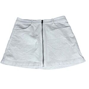 American Eagle Cream Corduroy Zip Front Mini Skirt Super Stretch Size 10